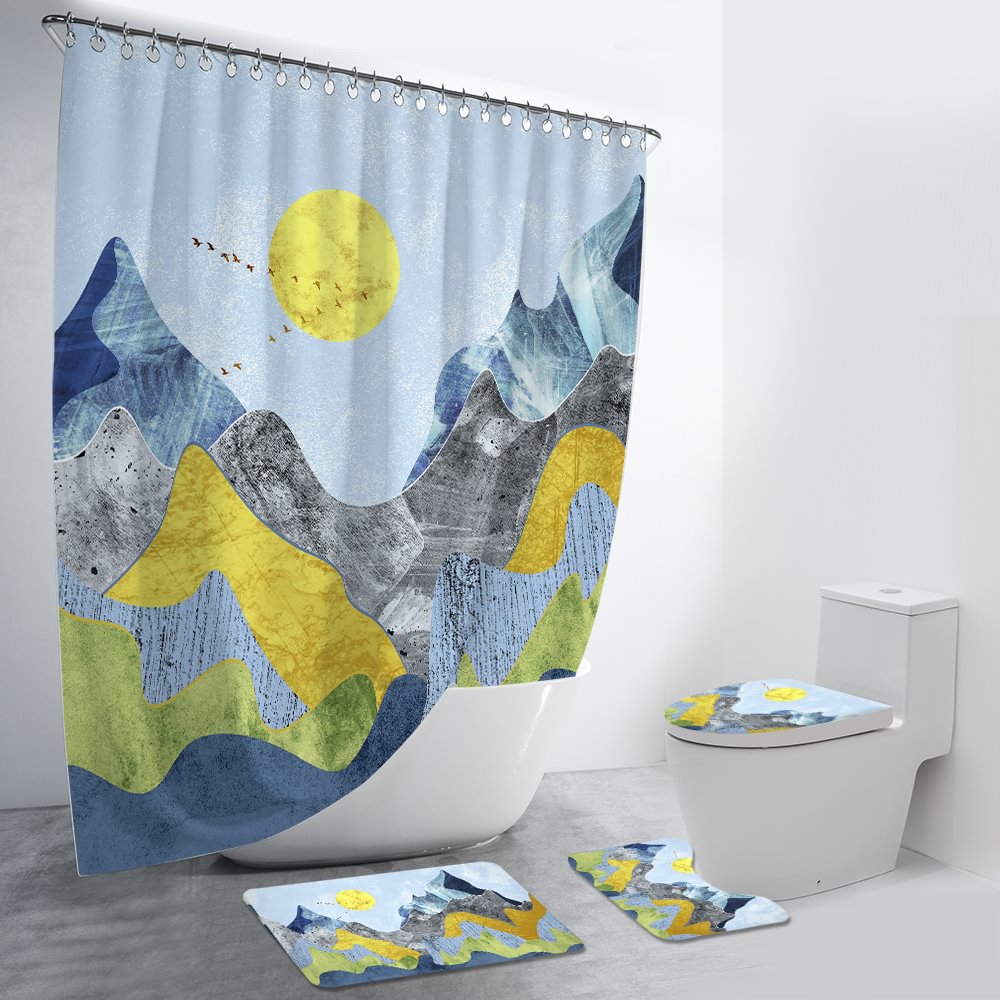 Colorful Mountain 4Pcs Bathroom Set-BlingPainting-Customized Products Make Great Gifts