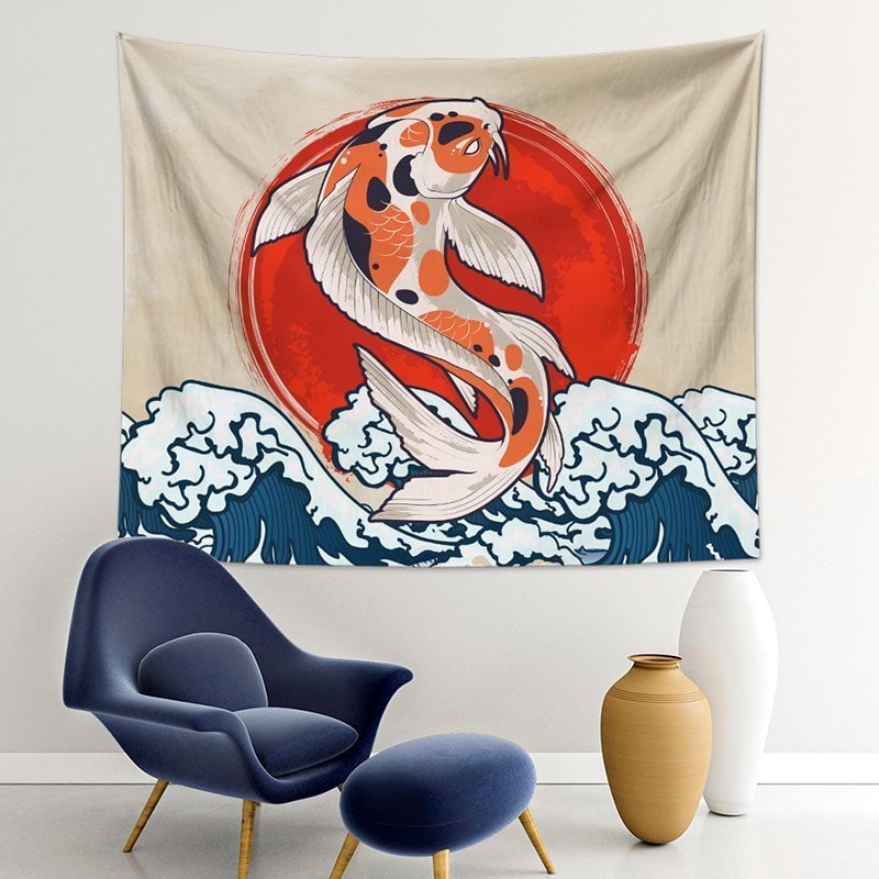 Koi Fish Tapestry Wall Hanging F-BlingPainting-Customized Products Make Great Gifts