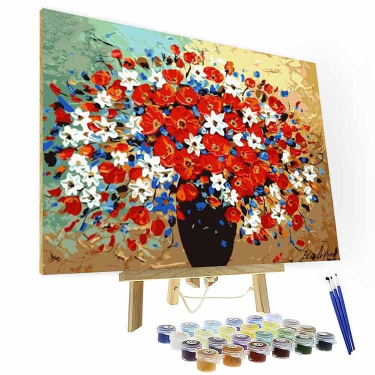 Paint by Number Kit --  Colorful flowers-BlingPainting-Customized Products Make Great Gifts