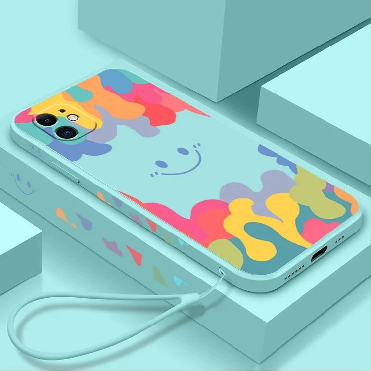 Summer Ice Cream Smile Face Liquid Silicone Phone Case For iPhone