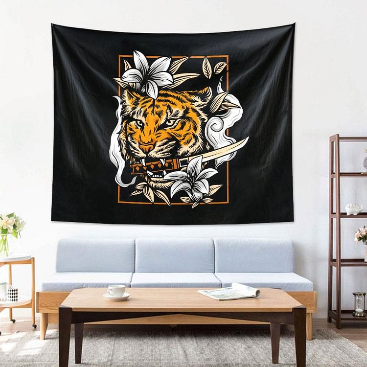 Tiger Japanese Tapestry Wall Hanging-BlingPainting-Customized Products Make Great Gifts