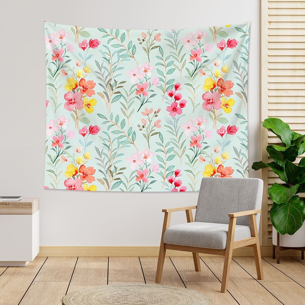 Floral Leaf Tapestry Wall Hanging-BlingPainting-Customized Products Make Great Gifts