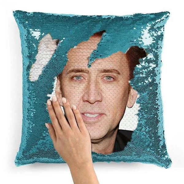 Nick cage sequin pillow shops