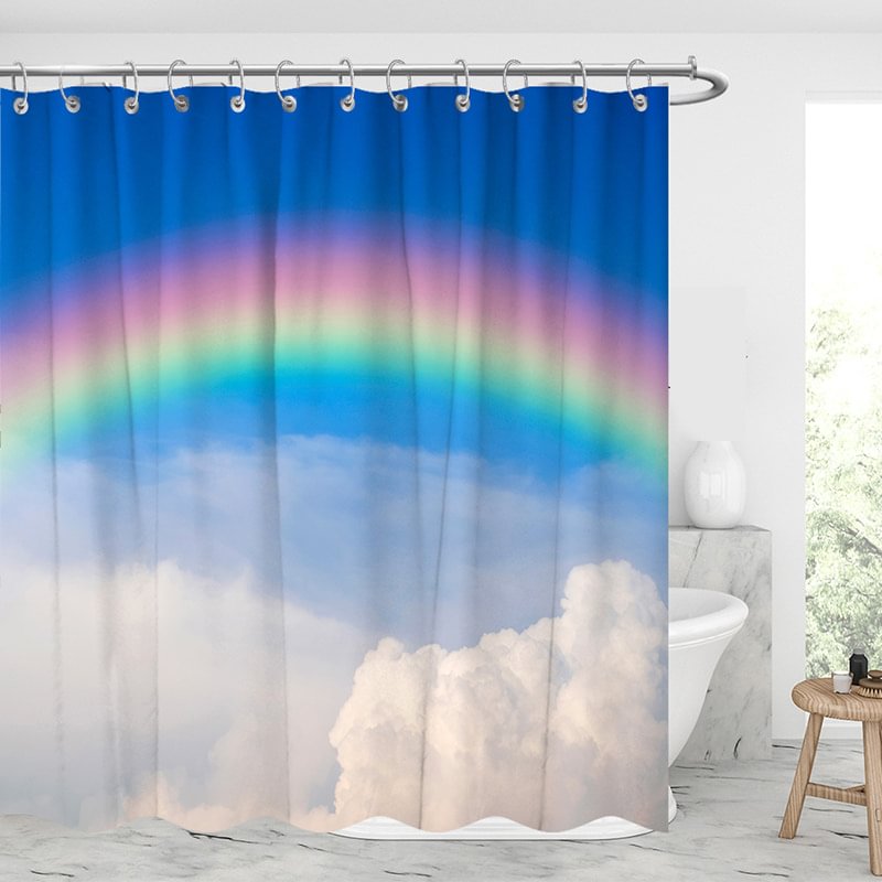 Blue Sky Rainbow Clouds Shower Curtains-BlingPainting-Customized Products Make Great Gifts