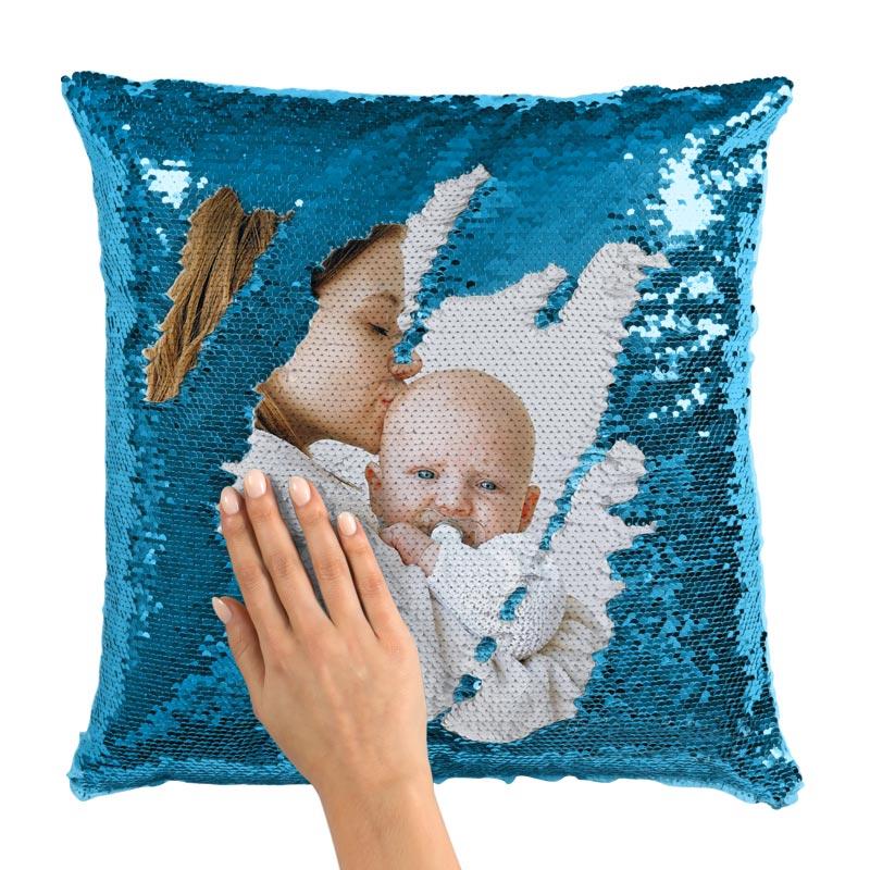 custom photo sequin throw pillow for mom