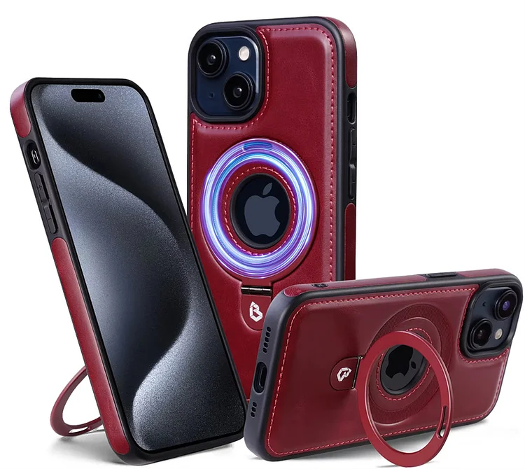 Leather Magnetic with Ring Stand Phone Case For iPhone Leather Magnetic with Ring Stand Phone Case For iPhone
