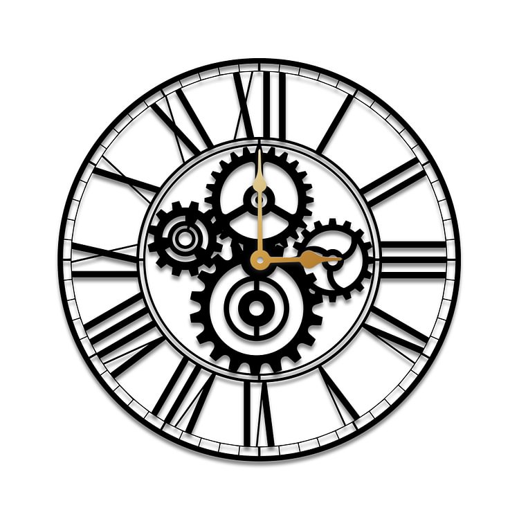 Unique Gear Silent Metal Large Wall Clock-BlingPainting-Customized Products Make Great Gifts