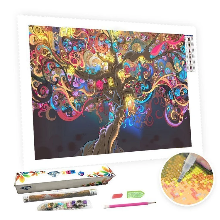 DIY Diamond Painting Kit for Adults - Psychedelic Tree-BlingPainting-Customized Products Make Great Gifts