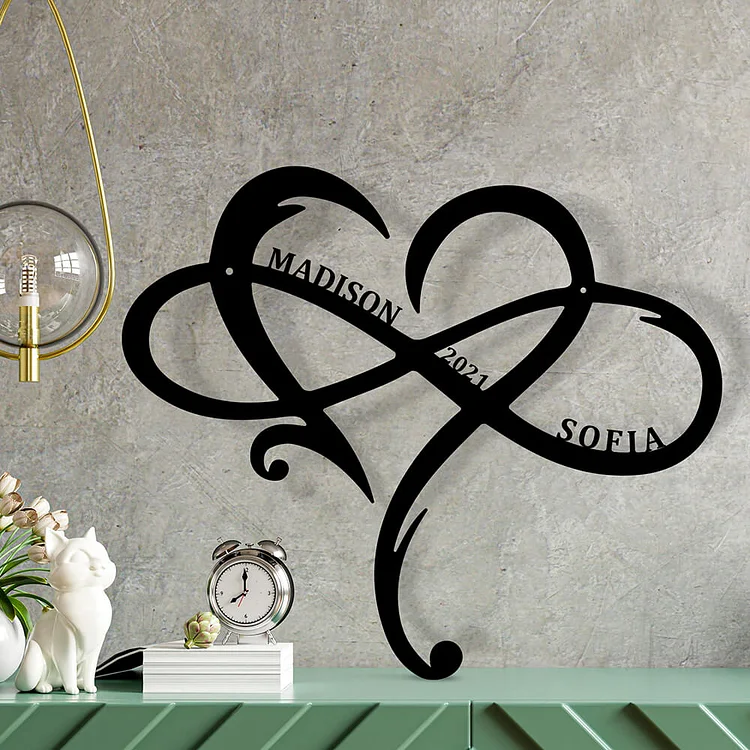 Personalized Family Couple Infinity Heart Metal Sign for Couples Best Gifts-BlingPainting-Customized Products Make Great Gifts