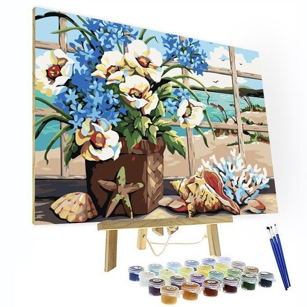 Paint by Number Kit   --Flowers facing the sea-BlingPainting-Customized Products Make Great Gifts