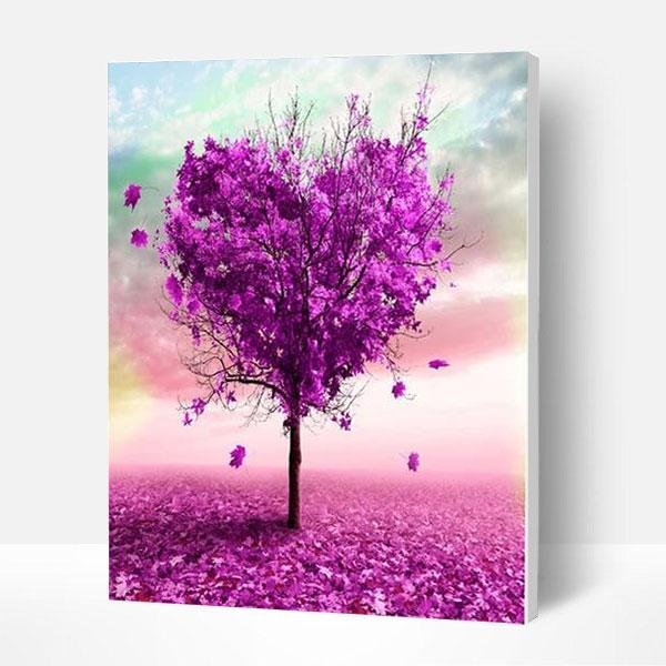 Paint by Numbers Kit - Purple Heart Tree-BlingPainting-Customized Products Make Great Gifts
