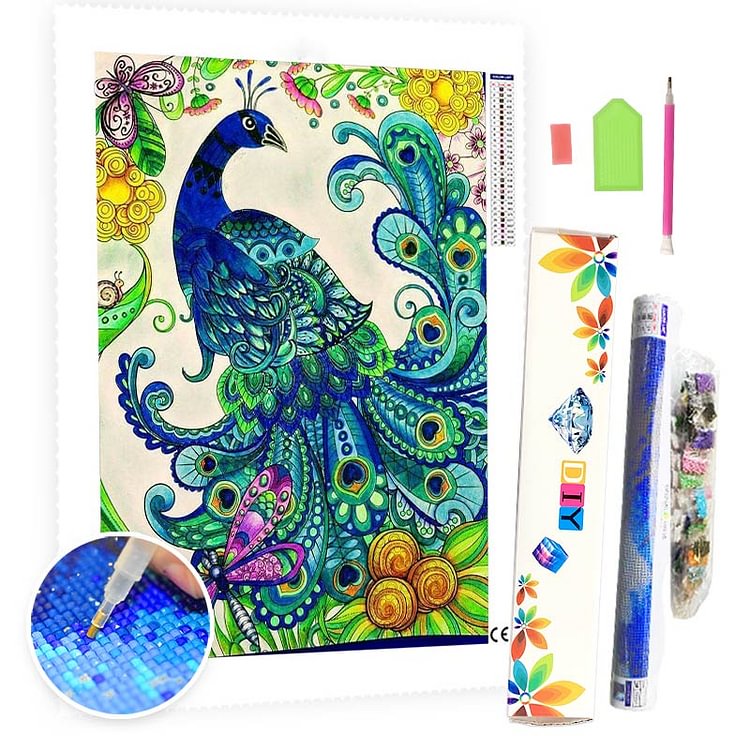 DIY Diamond Painting Kit for Adults - Beautiful Peacock-BlingPainting-Customized Products Make Great Gifts