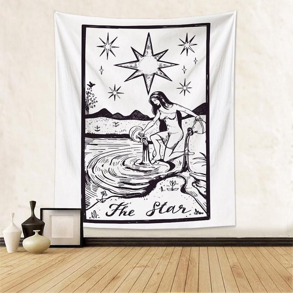 The Black and White Star Tarot Tapestry Wall Hanging-BlingPainting-Customized Products Make Great Gifts