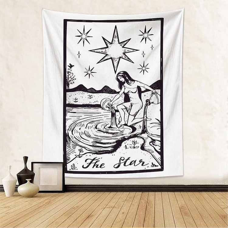 The Black and White Star Tarot Tapestry Wall Hanging-BlingPainting-Customized Products Make Great Gifts