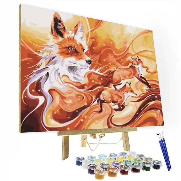 Paint by Numbers Kit - Three Foxes-BlingPainting-Customized Products Make Great Gifts