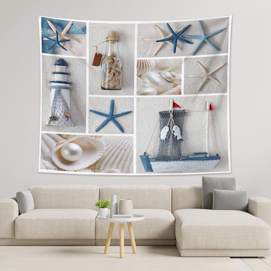 Starfish & Lighthouse Tapestry Wall Hanging-BlingPainting-Customized Products Make Great Gifts
