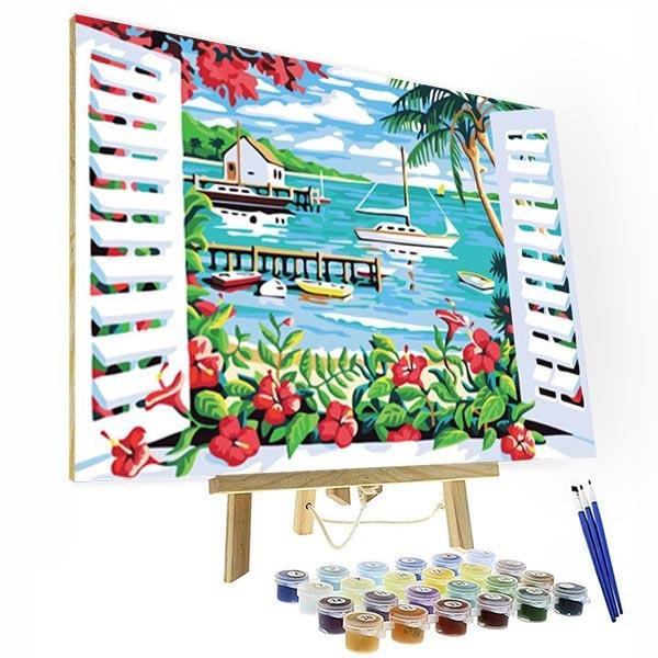 Paint by Numbers Kit -Sea View From The Window-BlingPainting-Customized Products Make Great Gifts