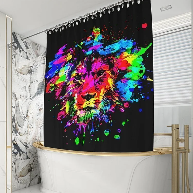 Colorful Lion Shower Curtains-BlingPainting-Customized Products Make Great Gifts