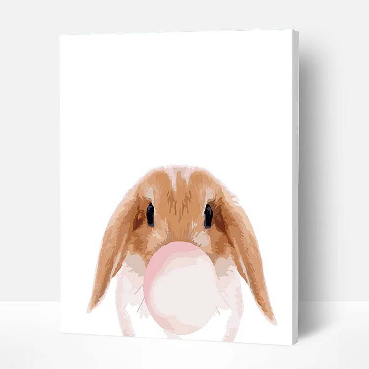 Paint by Numbers Kit - Rabbit Blowing Pink Bubbles-BlingPainting-Customized Products Make Great Gifts