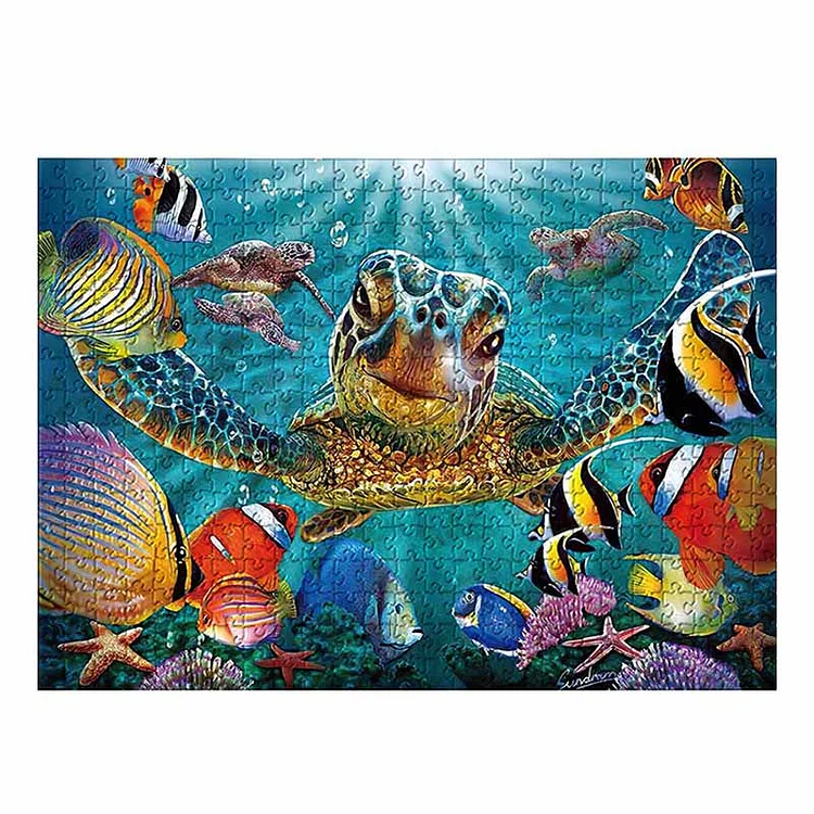 Colorful Sea Turtle Jigsaw Puzzle For Adults 1000 Pieces - Memorial Gifts-BlingPainting-Customized Products Make Great Gifts