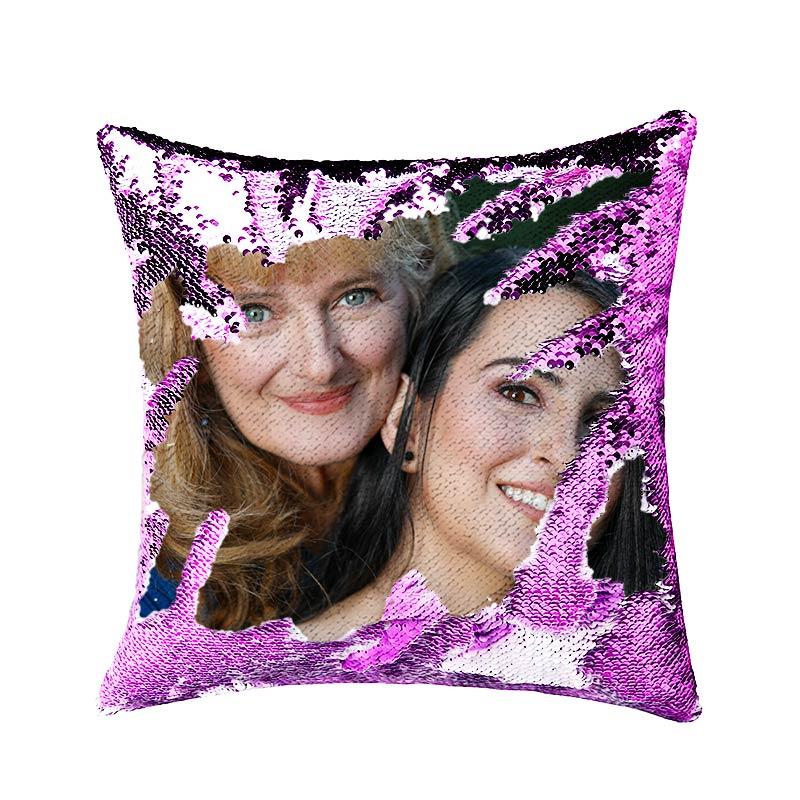 Custom Photo Reversible Sequin Throw Pillow - Personalized Gifts for Mom-BlingPainting-Customized Products Make Great Gifts
