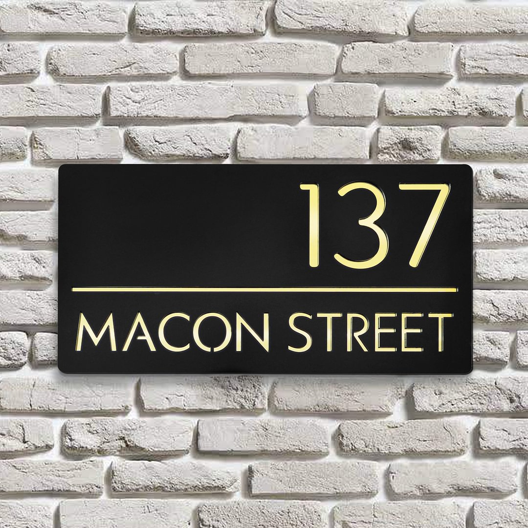 Personalised Modern House Sign | Modern House Numbers | Modern Address Sign with Street Name | Personalized Modern Contemporary Floating Address Sign-BlingPainting-Customized Products Make Great Gifts