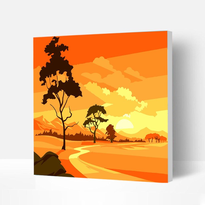 Incredible Speedy Easy Paint by Numbers Kit for Kids & Beginners - Sunset at Dusk, Wooden Framed, 8*8 IN-BlingPainting-Customized Products Make Great Gifts