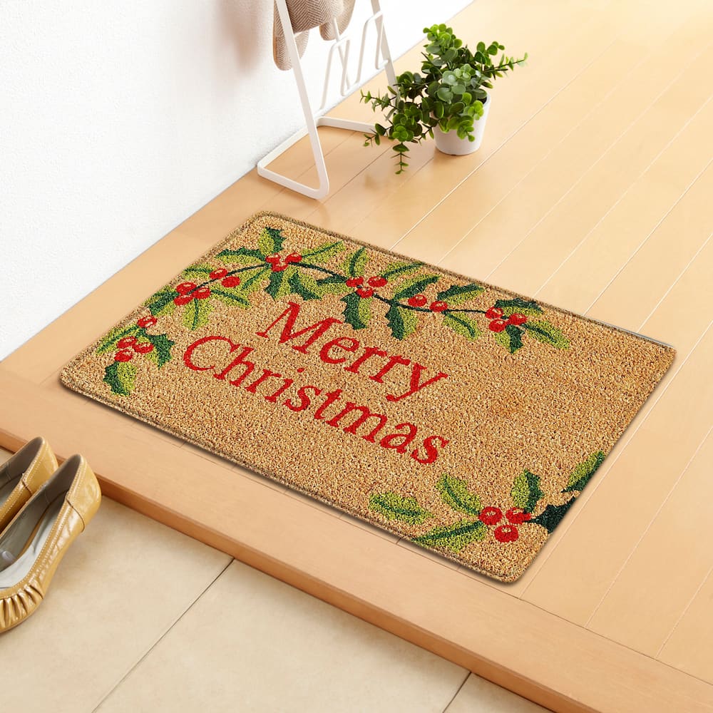Non-Slip Doormat Rug Christmas Holly Series Indoor/Outdoor Door Mat-BlingPainting-Customized Products Make Great Gifts