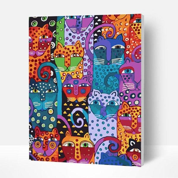 Paint by Numbers Kit - Big Collection of Abstract Cats-BlingPainting-Customized Products Make Great Gifts