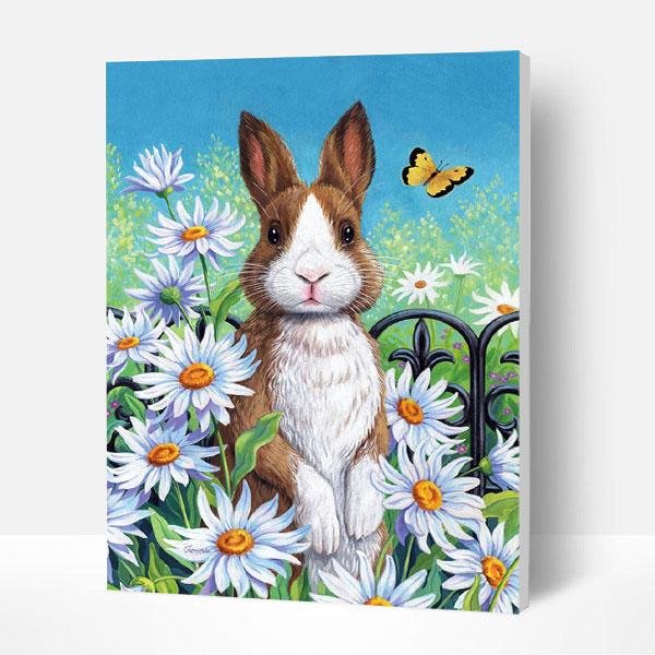 Paint by Numbers Kit - Bunny in the flowers, Top Gifts-BlingPainting-Customized Products Make Great Gifts