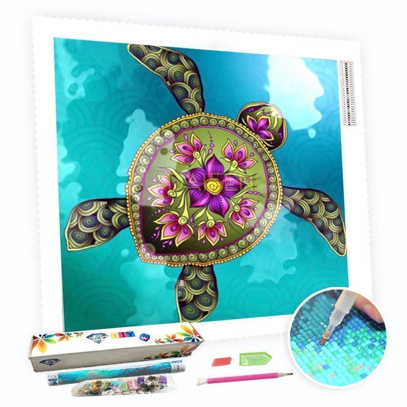 DIY Diamond Painting Kit for Adults - Turtles & Flowers, Creative Gifts-BlingPainting-Customized Products Make Great Gifts