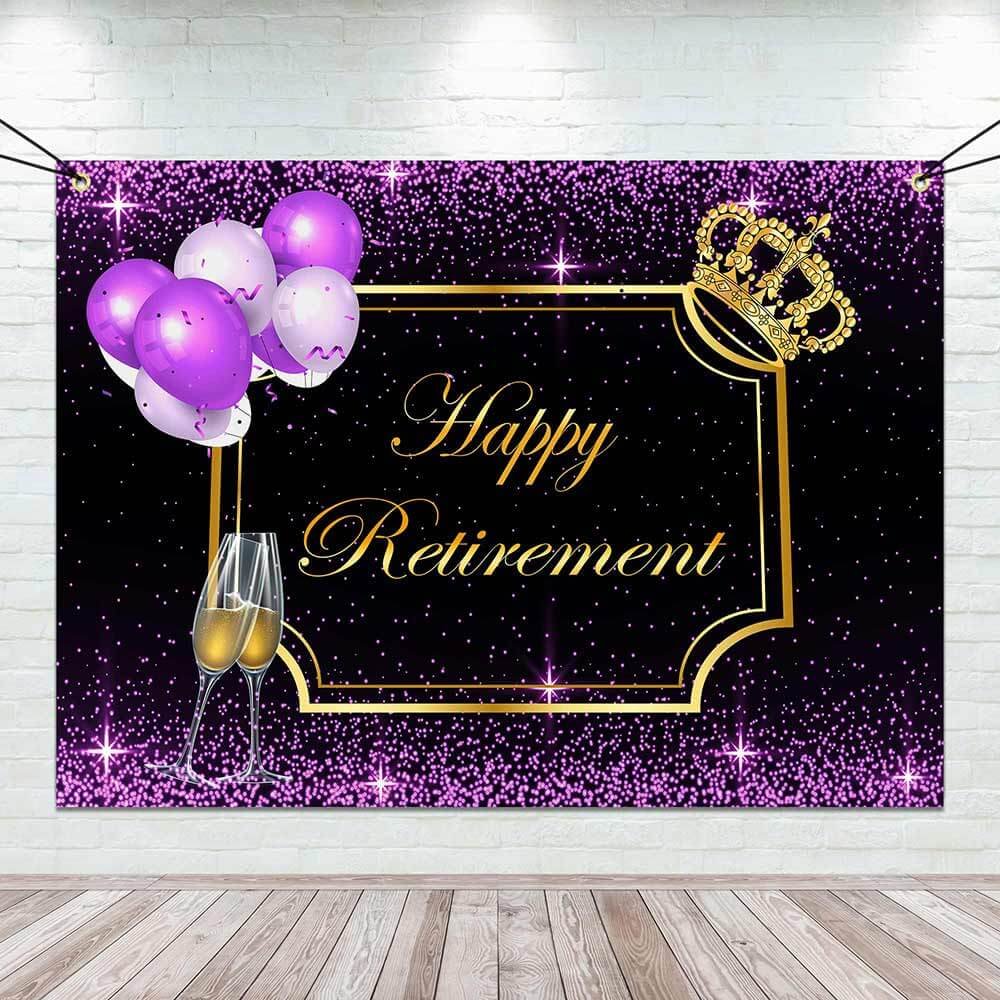 Champagne & Crown Backdrop Background Retirement Party Decor-BlingPainting-Customized Products Make Great Gifts