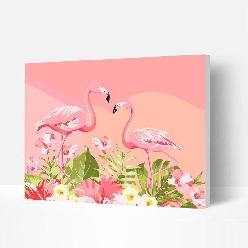 Paint by Numbers Kit - Tropical Flower Flamingos, Best Gift for Kids-BlingPainting-Customized Products Make Great Gifts