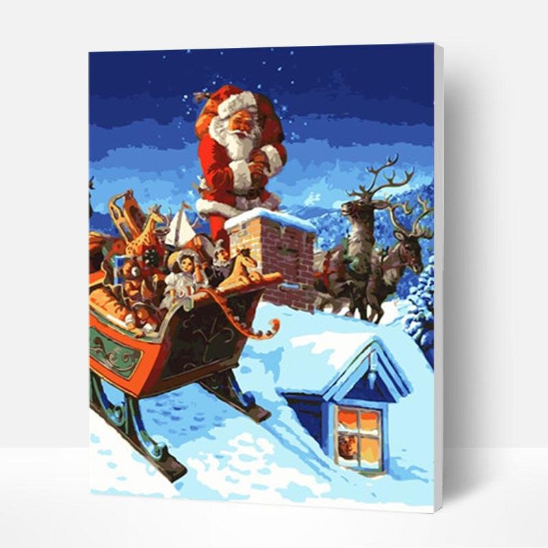 Christmas Paint by Numbers Kit - Santa  In The Snow, Good Gifts 2021-BlingPainting-Customized Products Make Great Gifts