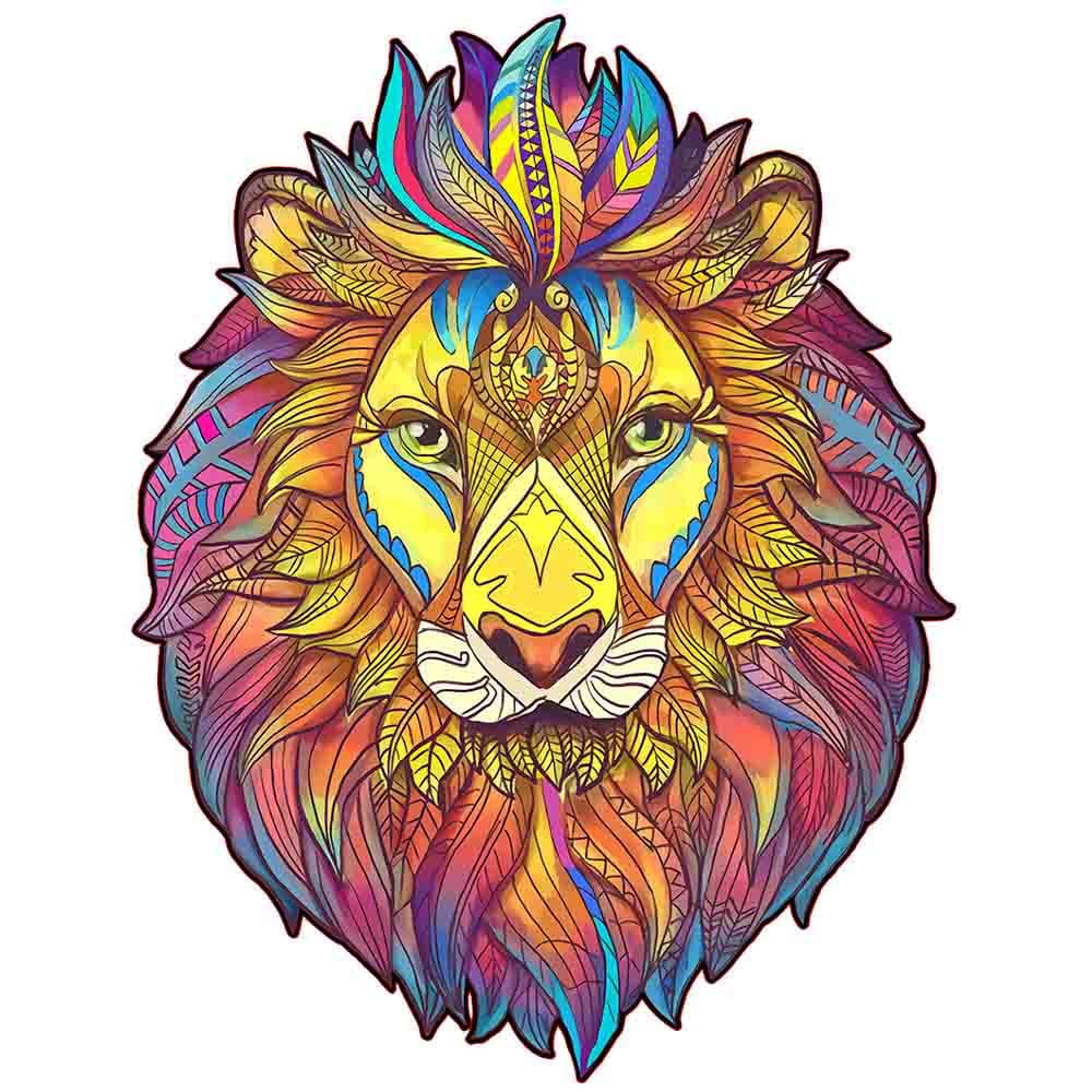 Colorful Lion Shape Wooden Irregular Jigsaw Puzzles for Kids & Adults - Top Gifts 2021-BlingPainting-Customized Products Make Great Gifts