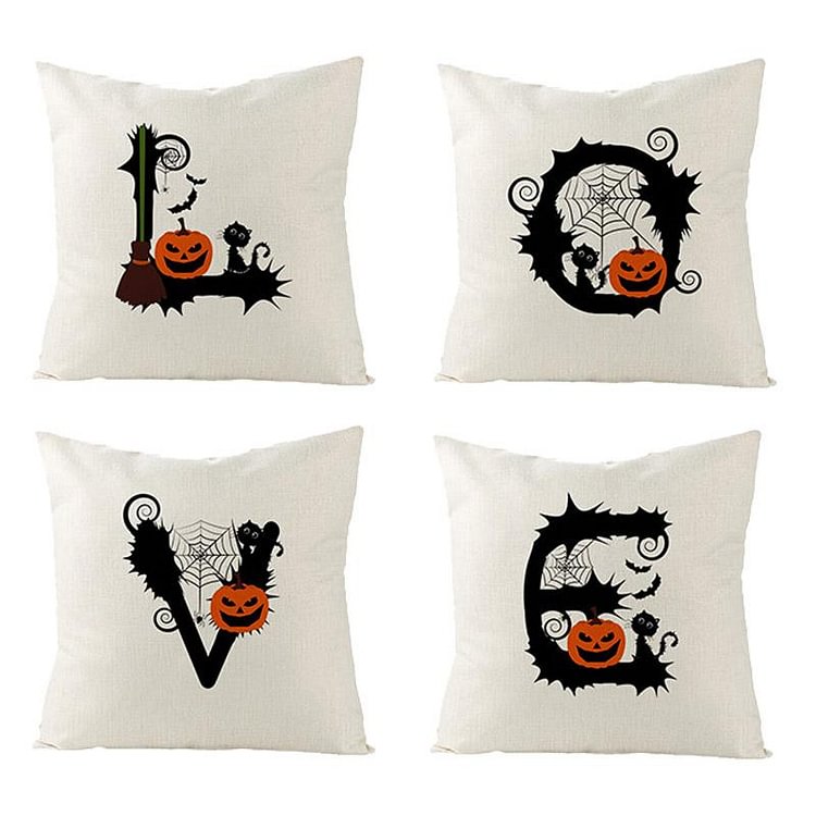 Set of 4 Happy Halloween Throw Pillow-BlingPainting-Customized Products Make Great Gifts