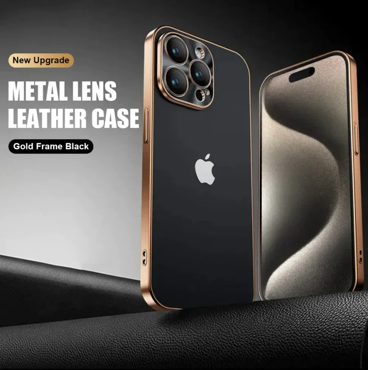 Electroplated Plain Leather Phone Case For iPhone  Caseepro - High Quality Phone Cases & Covers