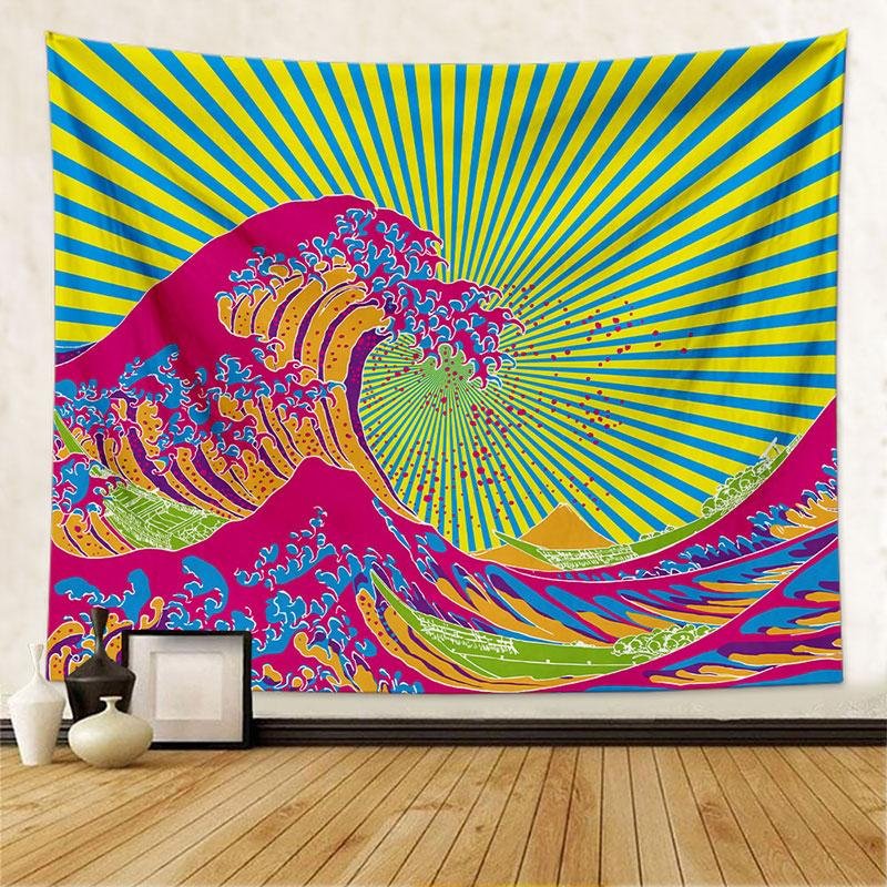 Colorful Wave Wall Hanging Tapestry-BlingPainting-Customized Products Make Great Gifts
