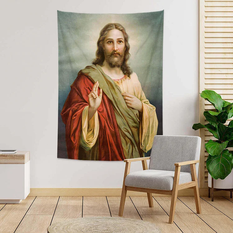 Jesus Christ Portrait Tapestry Wall Hanging -BlingPainting-Customized Products Make Great Gifts