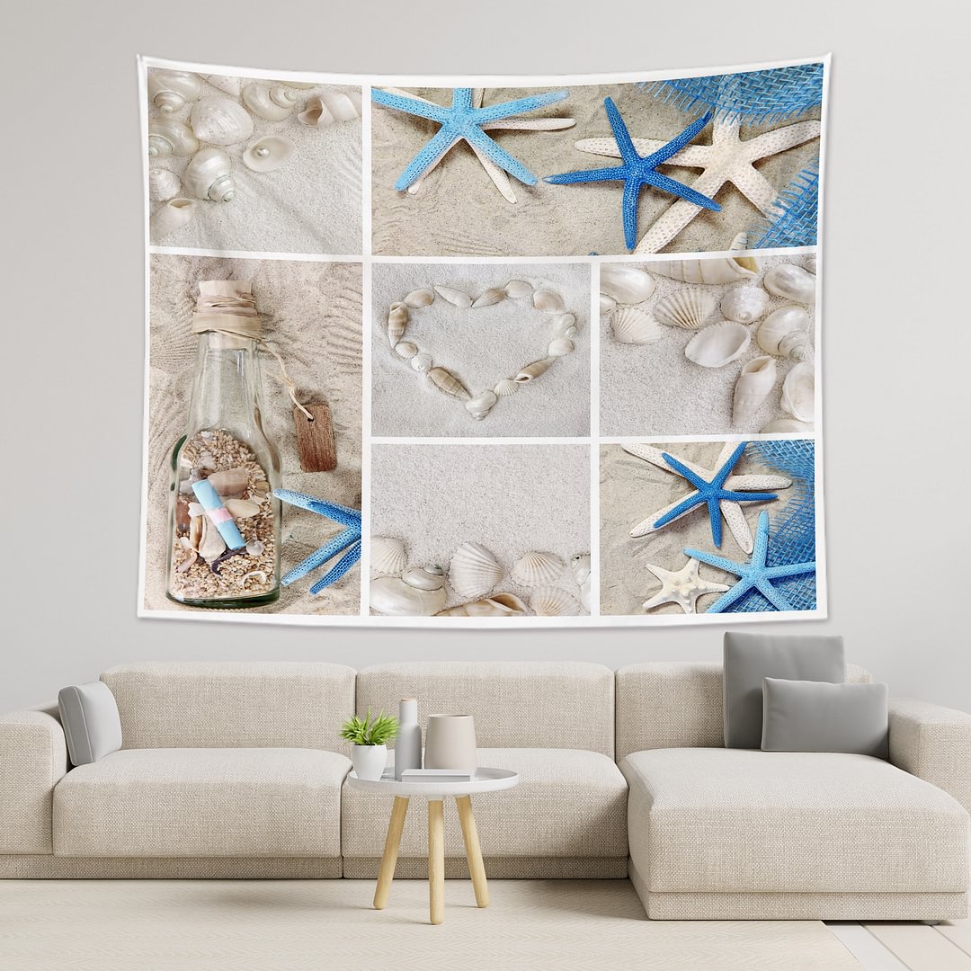 Shells & Drifting Bottles Tapestry Wall Hanging-BlingPainting-Customized Products Make Great Gifts