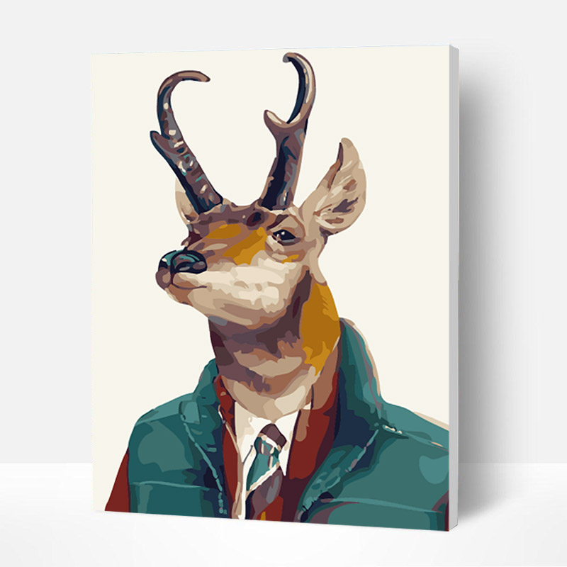 Paint by Numbers Kit - Deer in Suit-BlingPainting-Customized Products Make Great Gifts