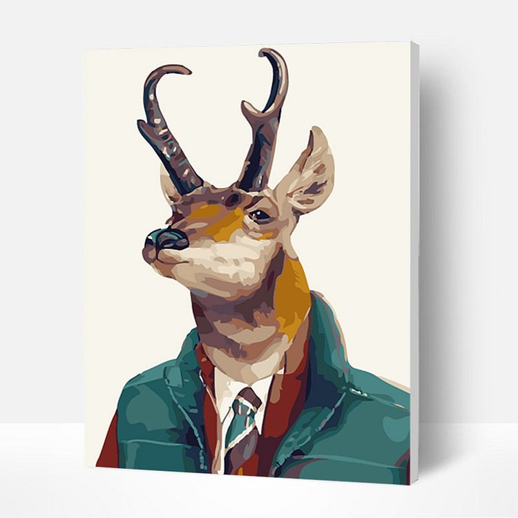 Paint by Numbers Kit - Deer in Suit-BlingPainting-Customized Products Make Great Gifts