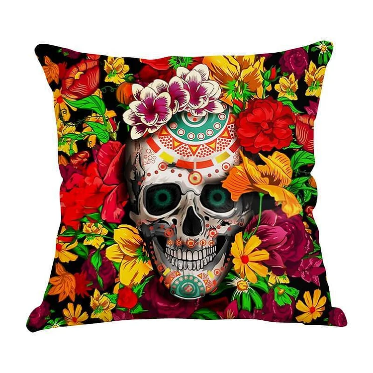 Halloween Skull Human Skeleton Throw Pillow M-BlingPainting-Customized Products Make Great Gifts