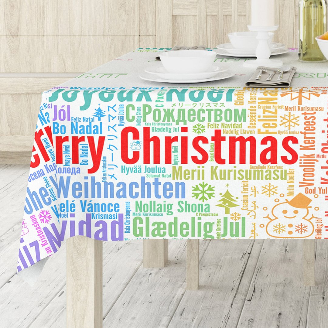 Merry Christmas Decor Tablecloth Xmas Waterproof Table Cloth for Picnic Dinner - Best Gifts Decor 2021-BlingPainting-Customized Products Make Great Gifts