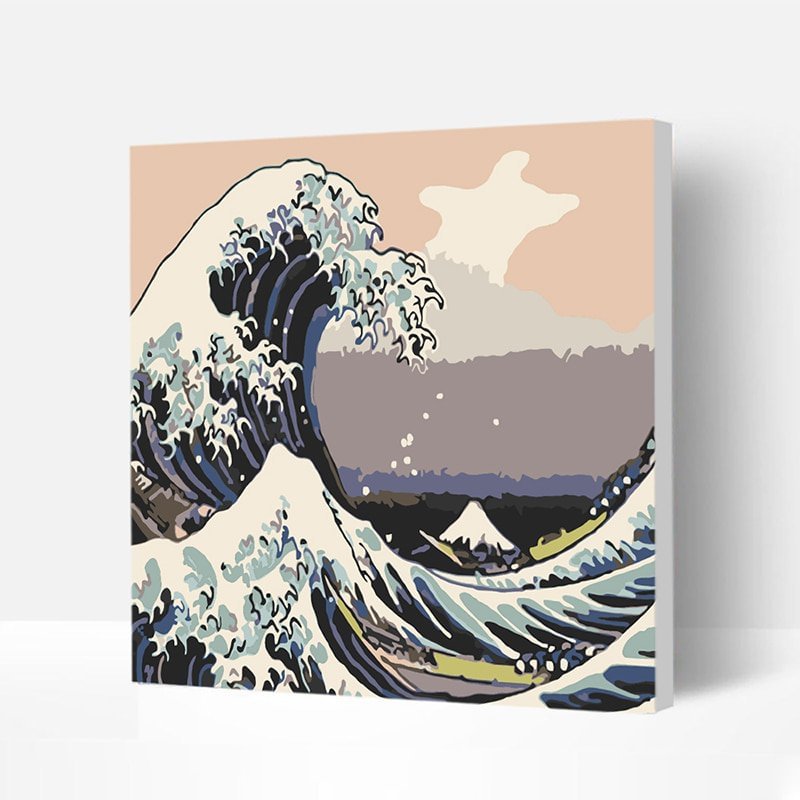 Incredible Speedy Easy Paint by Numbers Kit for Kids & Beginners - Japanese The Great Wave & Star, wooden Framed, Best Gift-BlingPainting-Customized Products Make Great Gifts