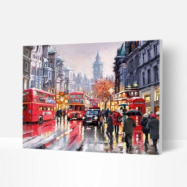 Paint by Numbers Kit - Rainy London Street-BlingPainting-Customized Products Make Great Gifts