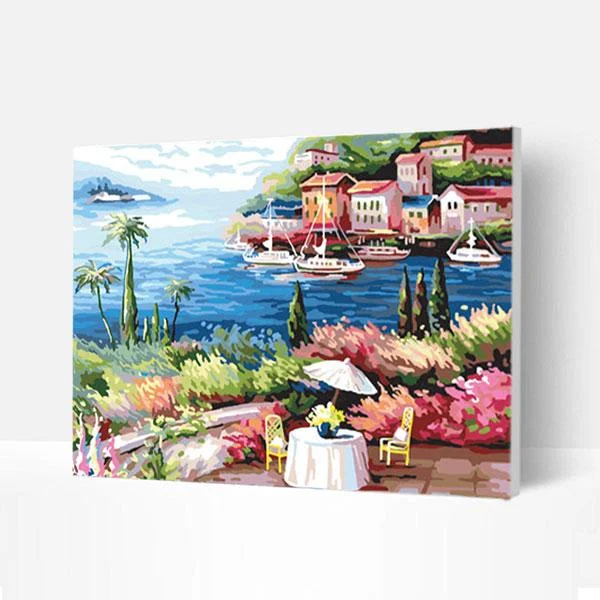 Paint by Numbers Kit -  Seaside Resort-BlingPainting-Customized Products Make Great Gifts