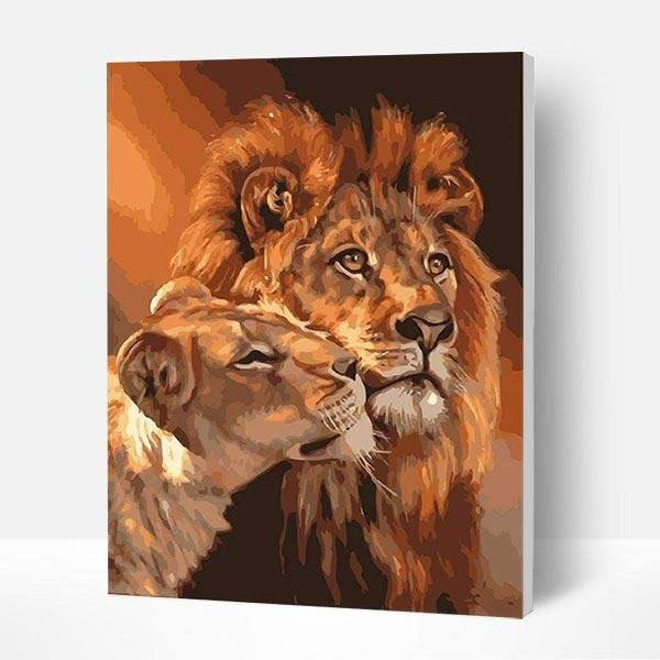 Paint by Number Kit - Lion King and Queen-BlingPainting-Customized Products Make Great Gifts