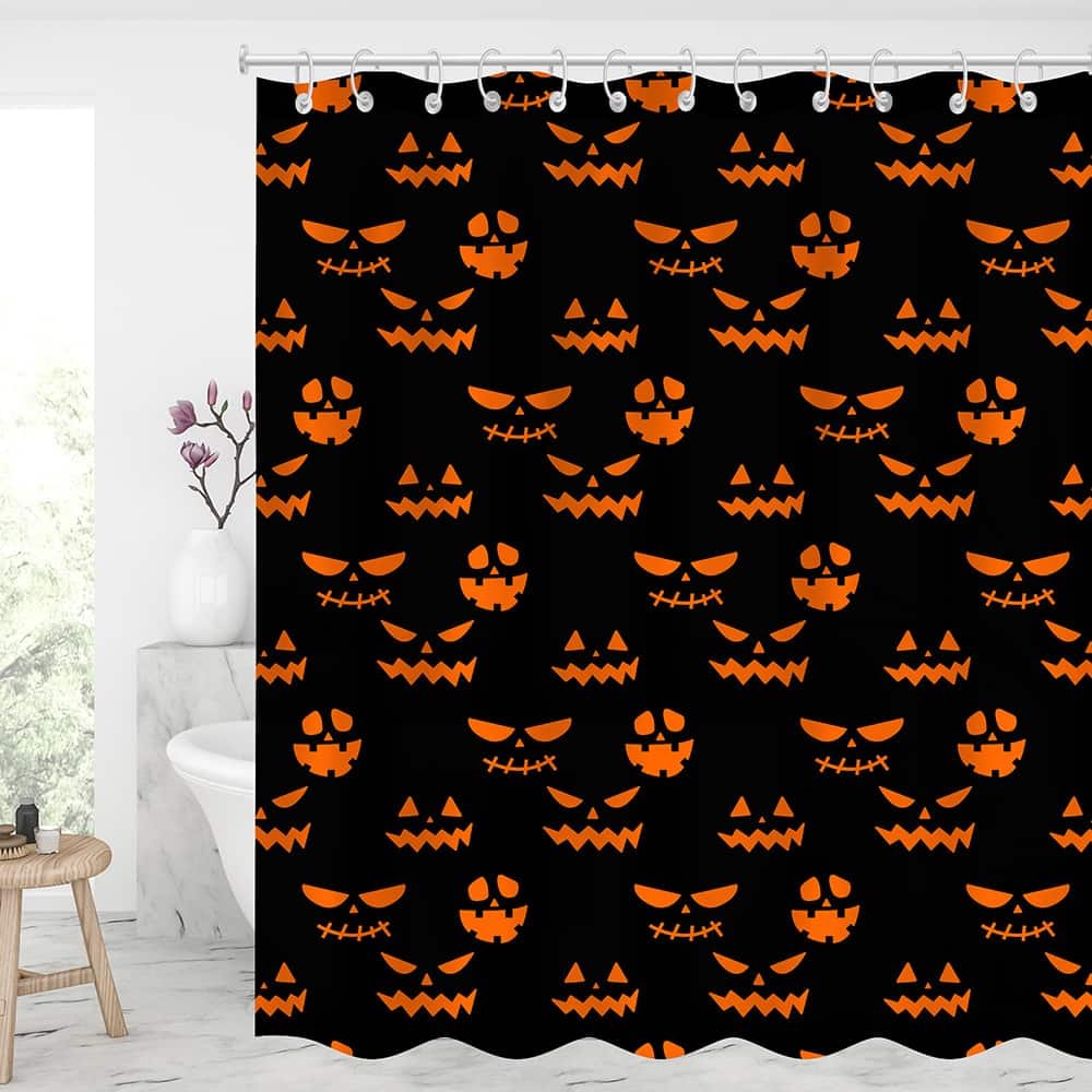 Halloween Ghost Emoji Shower Curtains With 12 Hooks-BlingPainting-Customized Products Make Great Gifts
