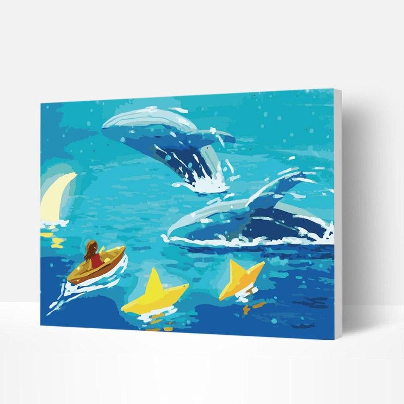 Paint by Numbers Kit for Kids - Little Girl and Whale, Top Gifts 2022-BlingPainting-Customized Products Make Great Gifts